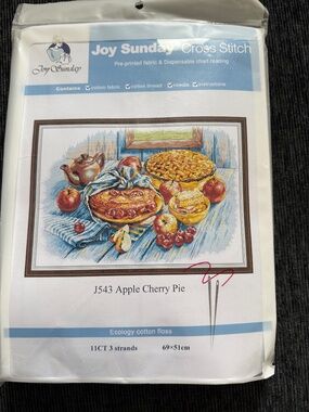 Apple Cherry Pie Joy Sunday Cross Stitch Kit 11 CT Pre-Printed Aida NEW